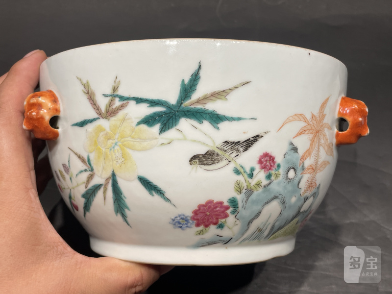 清宣统 粉彩花鸟纹温锅 - 图11